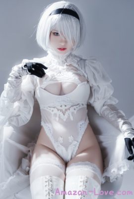 Cosplay 半半子 Automataヨルハ二号B型 白いドレス