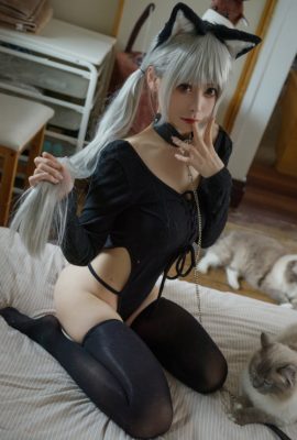 Cosplay 樱岛嗷一 黑猫针织衫连体衣